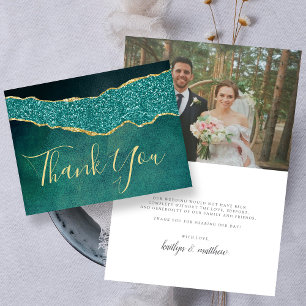 Elegant Turquoise Agate Wedding Thank You Card