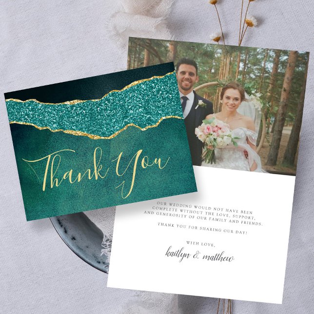 Elegant Turquoise Agate Wedding Thank You Card (Creator Uploaded)