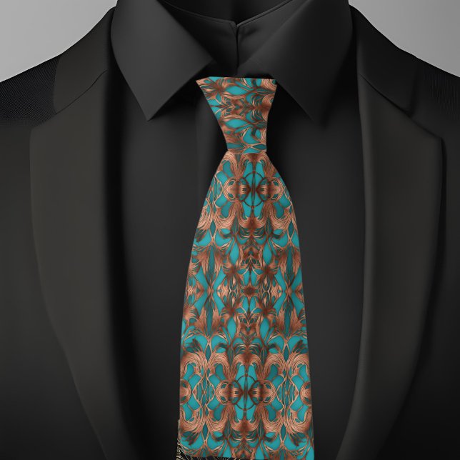 Elegant Turquoise and Copper Pattern Tie (Creator Uploaded)