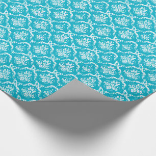 Elegant Turquoise And Cream Floral Damasks Wrapping Paper
