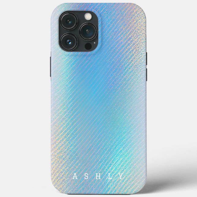  Elegant Turquoise and Gold Holographic Case-Mate iPhone Case (Back)