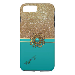 Elegant Turquoise and Gold iPhone 7 Plus case