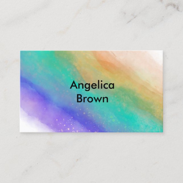  elegant turquoise and purple watercolor design  business card (Front)