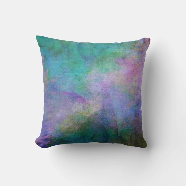 elegant turquoise and purple  watercolor design cushion (Front)