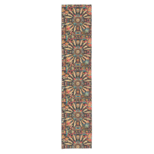 Elegant Turquoise "Aztec Dream" Textile Table Runn Short Table Runner
