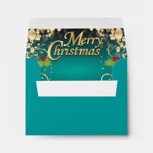 Elegant Turquoise Blue and Gold Christmas Envelopes (Back (Bottom))