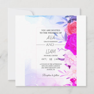 Elegant Turquoise Blue Floral Watercolor Wedding Save The Date