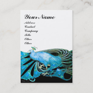 ELEGANT TURQUOISE BLUE PEACOCK JEWEL ,White Business Card
