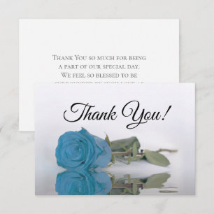 Elegant Turquoise Blue Rose Simple Wedding Thank You Card
