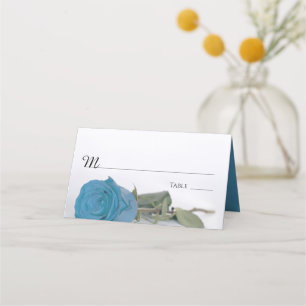 Elegant Turquoise Blue Rose Wedding Write-In Place Card