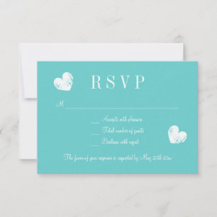 Elegant turquoise blue RSVP wedding response cards