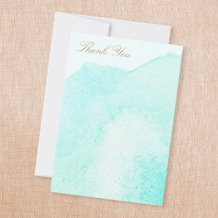 Elegant Turquoise  Blue Watercolor Thank You