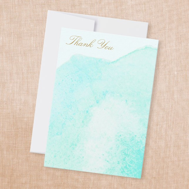 Elegant Turquoise  Blue Watercolor Thank You Card (Creator Uploaded)
