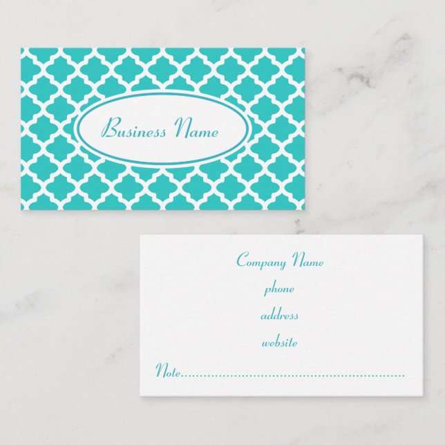 Elegant Turquoise Business Card (Front/Back)