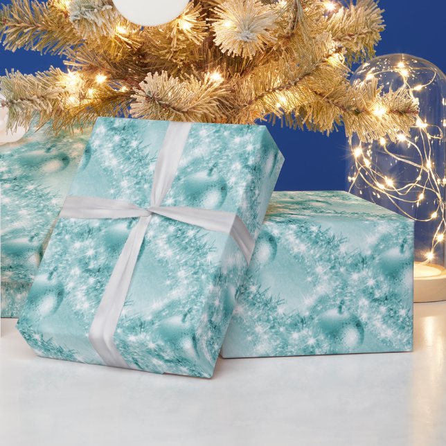 Elegant Turquoise Christmas Ball Wrapping Paper (Holidays)