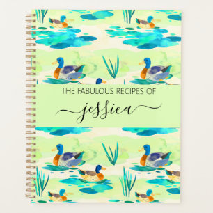 Elegant turquoise ducks script name Recipe Planner