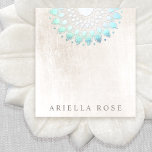 Elegant Turquoise Floral Lotus Notepad<br><div class="desc">Chic, sophisticated business card design featuring faux foil lotus mandala on scratched white marble stone background. This is not real foil - but an image. There is no shine or texture. A versatile calling card for creative professionals and entrepreneurs. This versatile networking card is also great for beauty salons, fashion...</div>