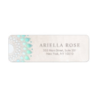 Elegant Turquoise Floral Lotus White Marble