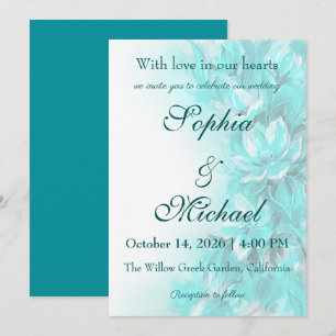 Elegant turquoise floral wedding invitation