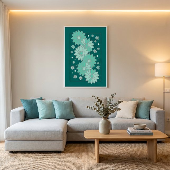 Elegant Turquoise Flowers Wall Art (Creator Uploaded)