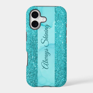 Elegant turquoise glitter iPhone Case