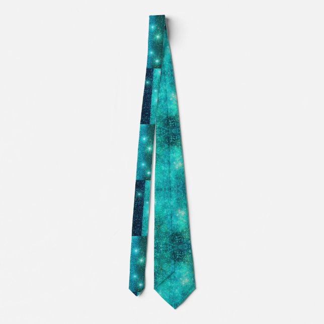 Elegant Turquoise Glitter Wedding Tie (Back)