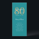 Elegant Turquoise Gold 80th Birthday Program Menu Invitation<br><div class="desc">Elegant "Birthday Party Program" design with a sophisticated script typography w/ custom text.</div>