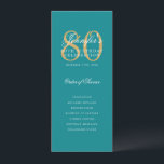 Elegant Turquoise Gold 80th Birthday Program Menu Invitation<br><div class="desc">Elegant "Birthday Party Program" design with a sophisticated script typography w/ custom text.</div>