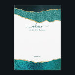 Elegant Turquoise & Gold Agate Wedding Advice Card<br><div class="desc">Celebrate in style with these modern and trendy advice cards. The design features a watercolor turquoise and gold glitter agate background with matching handwritten script font wording. These cards will allow your guests to write a note of advice for you to keep and read over in years to come. The...</div>