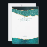 Elegant Turquoise & Gold Agate Wedding Advice Card<br><div class="desc">Celebrate in style with these modern and trendy advice cards. The design features a watercolor turquoise and gold glitter agate background with matching handwritten script font wording. These cards will allow your guests to write a note of advice for you to keep and read over in years to come. The...</div>