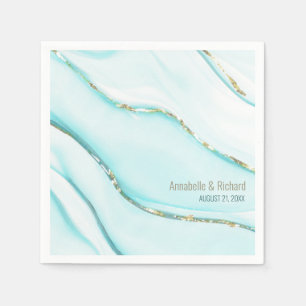 Elegant Turquoise Gold Agate Wedding   Napkin