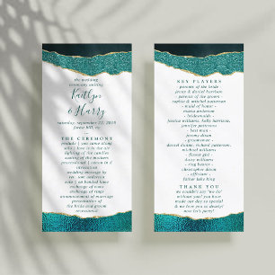 Elegant Turquoise & Gold Agate Wedding Programme