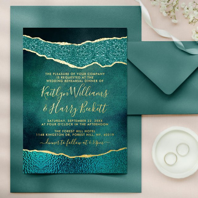Elegant Turquoise & Gold Agate Wedding Rehearsal (Creator Uploaded)