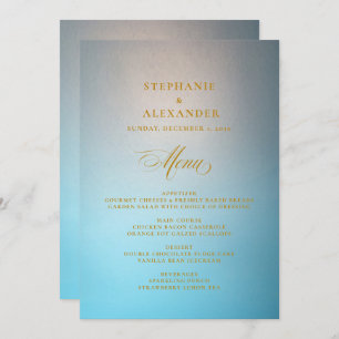 Elegant Turquoise Gold Script Wedding Menu