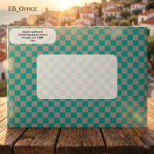 Elegant Turquoise & Grey Chequered Return Address