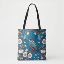 Elegant Turquoise Kingfisher Bird Floral 