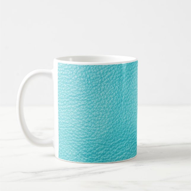 Elegant Turquoise Leather Texture Coffee Mug (Left)