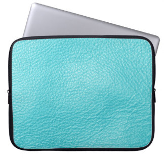 Elegant Turquoise Leather Texture Laptop Sleeve