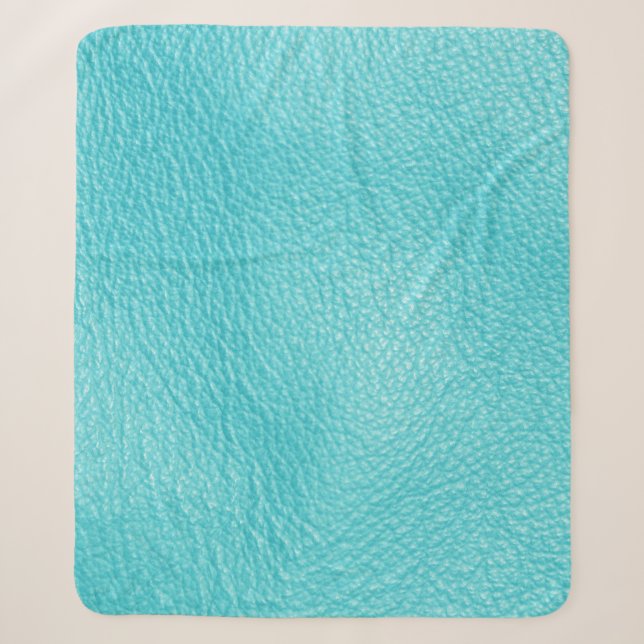 Elegant Turquoise Leather Texture Sherpa Blanket (Front)