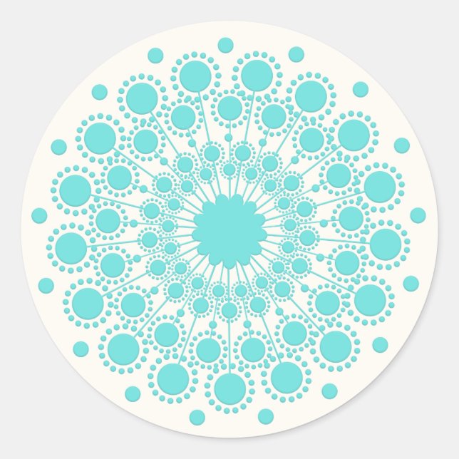 Elegant Turquoise Mandala Natural Health & Beauty Classic Round Sticker (Front)