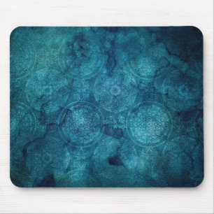 Elegant Turquoise Mandala Watercolor Pattern Mouse Mat