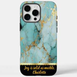 Elegant turquoise marble with stunning gold veins iPhone 16 pro max case