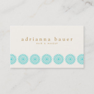 Elegant Turquoise Motif Cosmetologist Salon & Spa Business Card