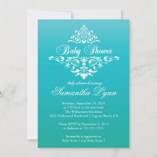 Elegant Turquoise Ombre Baby Shower Invitation