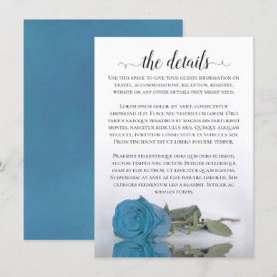 Elegant Turquoise or Sky Blue Rose Wedding Details Enclosure Card
