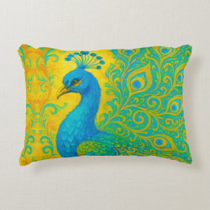 Elegant Turquoise Peacock Decorative Decorative Cushion