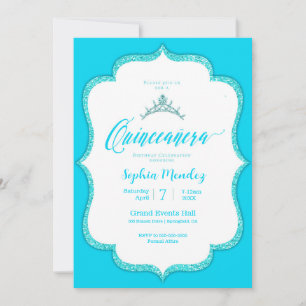 Elegant Turquoise Quinceanera Invitation