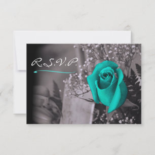 Elegant Turquoise Rose on Warm Grey RSVP
