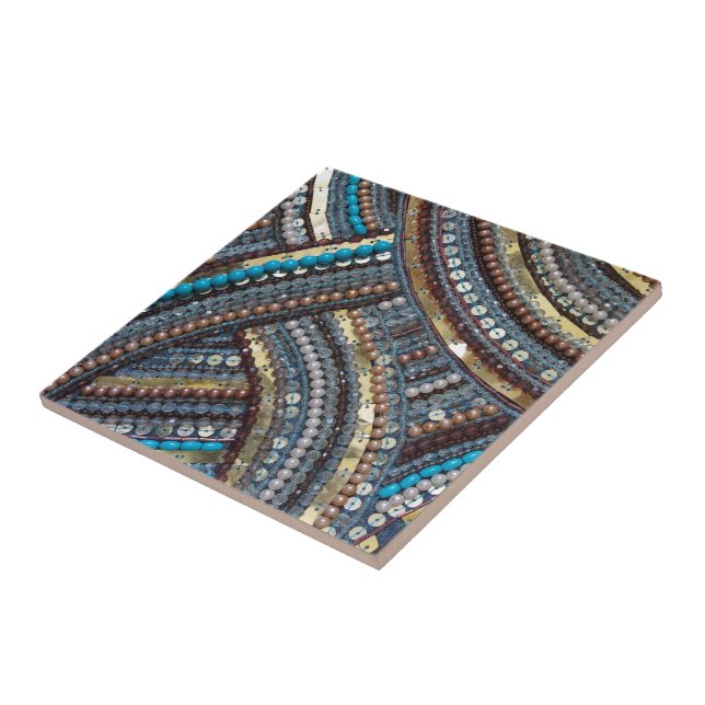 Elegant turquoise sequined tile (Side)
