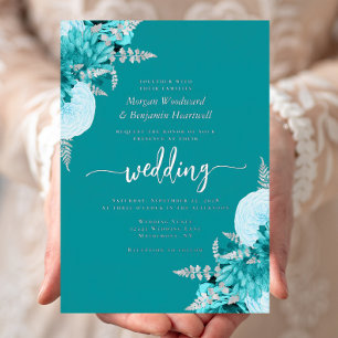 Elegant Turquoise Silver Floral Wedding